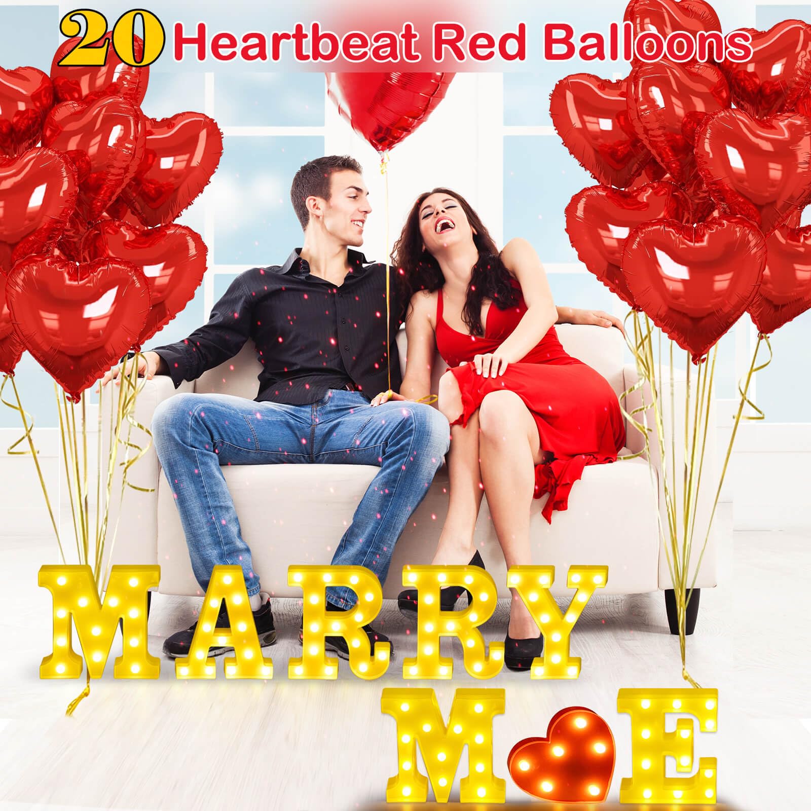 Amazon.co.jp: Novellaire 3068個 Marry Me ライトアップ文字 赤い